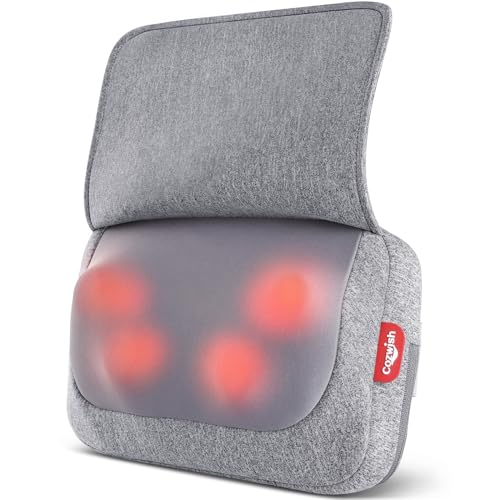 Cozwish マッサージクッションミニ 小型マッサージ機 マッサージピロー 枕 プレゼント マッサージャー マッサージ器 腰痛 首 肩 背中 腰 太もも 足裏 かたこり 温熱ヒーター機能 タイマー オフィス 家庭用 男女兼用 肩こり解消グッズ クリスマス 父の日 母の日